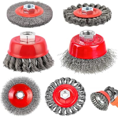 Draadborstels Haakse Slijper - Potborstel Set - Reinigen en Slijpen - Hoogwaardig Koolstofstaal - 6 Stuks 75 & 100mm - Rood