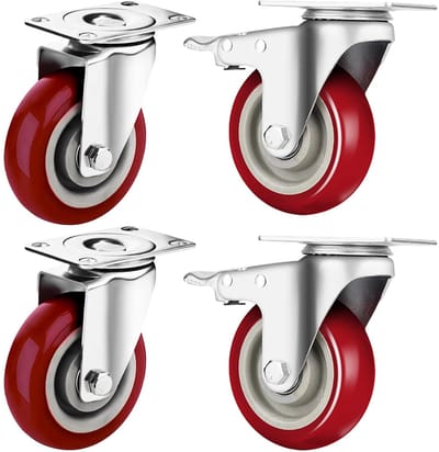 Swivel castors 50mm - zware rubber wielen - met rem - voor transport van zware lasten - ShopVlot