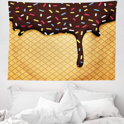 ABAKUHAUS IJstapijt, choco wafel gemaakt van zachte microvezelstof wasbaar zonder vervagend digitaal print, 150 x 110 cm, donkerbruine mosterd