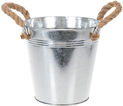 Glanzende metalen emmer met touwgrepen, Ø18cm