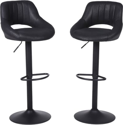 Alora Barkruk Industrial Zwart - Barkrukken set van 2 - Barstoel Kruk - Barstoelen met rugleuning - Keukenstoel