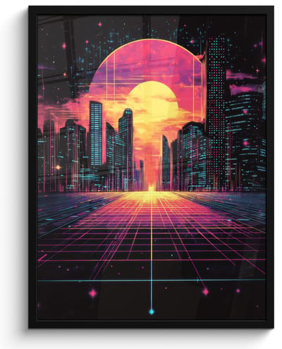 Poster in lijst - Fotolijst 50x70 cm - Posters - Stad - Gebouwen - Zon - Geel - Posterlijst zwart - Decoratie - Wanddecoratie woonkamer - Muurdecoratie slaapkamer