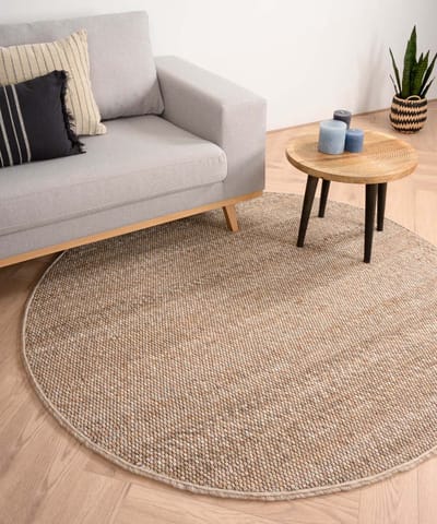 Rond wollen vloerkleed - Lett beige 120