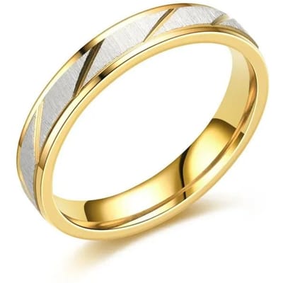 Roestvrij Staal Goudkleurig Golfpatroon Koppelring Titanium Staal Bruiloft Verlovingsring Belofte Ring Sieraden Cadeau 10 beige