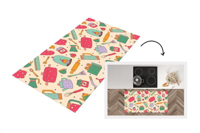 Keukenloper - Loper keuken - Keuken - Thee - Patronen - 120x60 cm - Keukenloper vinyl