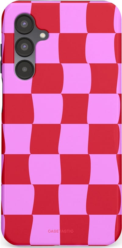 Casetastic hoesje geschikt voor Samsung Galaxy A16 - Dubbellaagse bescherming - Dansend Ruitje - Fashion Case - Rood Lavendel Roze