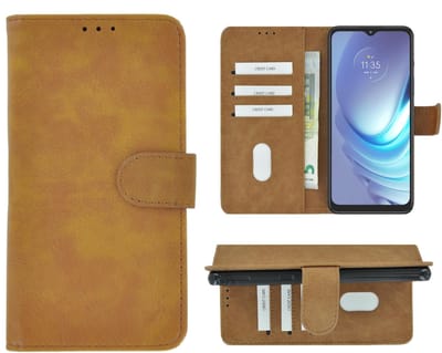 Hoesje Geschikt voor Motorola Moto G50 - Bookcase Wallet Bruin Cover