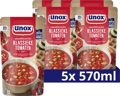 Unox - Soep In Zak - Klassieke Tomatensoep - 5 Zakken x 570 ml