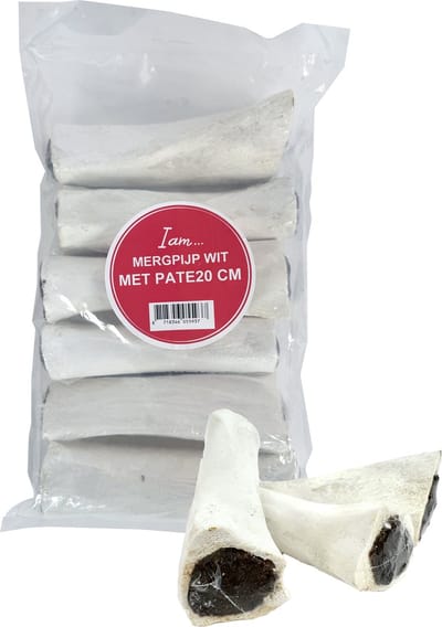 Hondenkauwsnack Runderbot I AM - Stevige Mergpijp 20cm - 6 Stuks