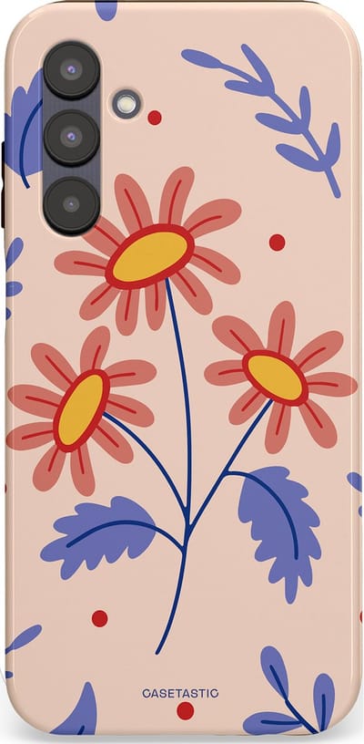 Casetastic hoesje geschikt voor Samsung Galaxy A25 - Dubbellaagse bescherming - Perzikbloem trio - Fashion Case - Lavendel Perzik Zand