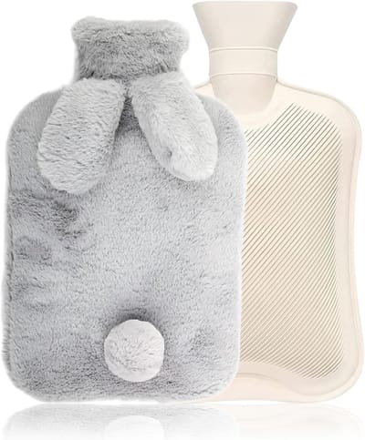 Grote pluche warmwaterkruik van 2 liter, herbruikbaar, anti-lek, ideaal voor pijnverlichting en warmteopslag