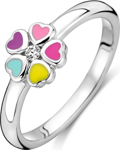 Gerhodineerd Zilver Ring Bloem En Met Zirkonia 1337849