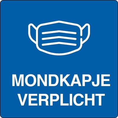 Vloerpictogram “mondkapje verplicht” Wit & Blauw Anti-slip-vloersticker