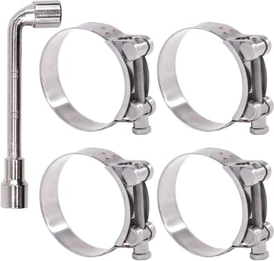 4 Stuks T-Bolt Slangklemmen 74-79mm van RVS - Verstelbare Klemmen voor Slangen, Buizen en Pijpen in 2.9'' - 3.1'' Diameter