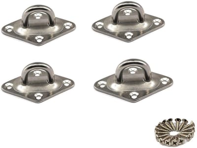 Allecto - Oogplaat - Heavy Duty - Roestvrij staal - Marine haak - Wandmontage - 4 stuks - Geschikt voor rigging