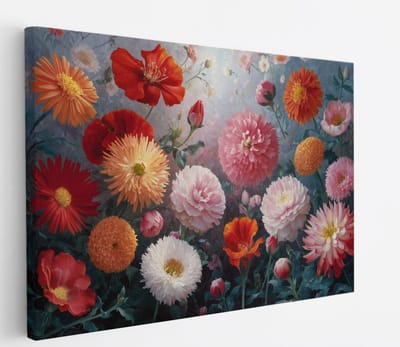Saammp Canvas Schilderij - Kleurrijke Bloemenmix - Levendig en Natuurlijk - 45x30 - Foto op canvas - Wanddecoratie - Muurdecoratie Woonkamer - Kantoor Decoratie