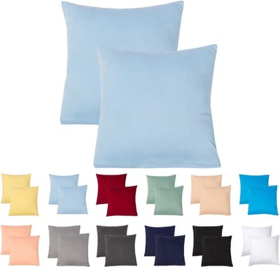 Set van 2 kussenslopen, 40 x 40, van 100% katoen jerseystof, verborgen ritssluiting, hoofdkussensloop, 40 x 40 cm, kussenhoes, ultrazacht en ademend, Oeko-Tex gecertificeerd
