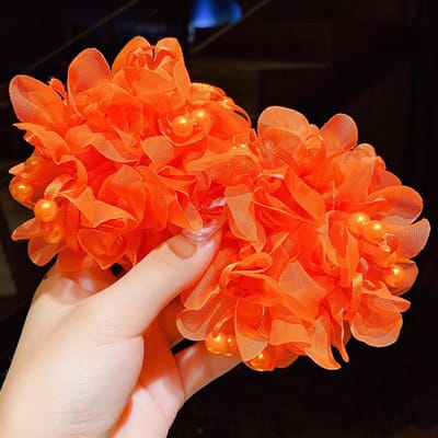 2 Stuks Kinderen Hoofdbloem Haaraccessoires Schattige Prinses Klein Meisje Bolletjes Haar Hoepels, Bloem Hoofdtouw Strik Haar Elastiek red