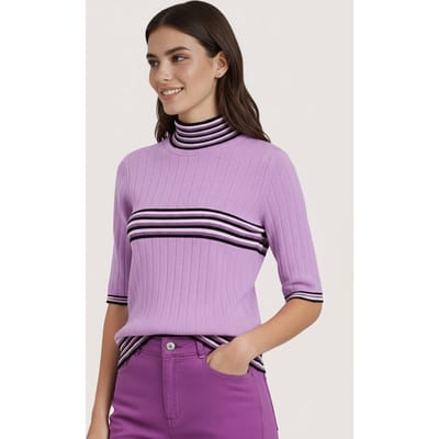 EsQualo Top Col Scalloped Edges Lilac Größe: S | Pullover Outlet | Damen | Violett