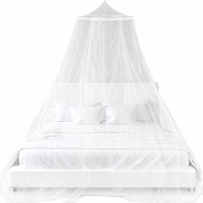 BSS® Klamboe 1 Persoons | Klamboe 2 Persoons – Universeel Fijnmazig Muggennet Bed – Muskietennet – 2,5 x 10,5 m – Muggenbescherming – Inclusief Kleefhaken & Schroeven – Voor Slaapkamer, Camping en Reizen - Wit