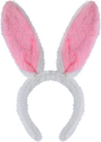 Henbrandt Konijnen bunny oren - wit met roze - voor volwassenen - 29 x 23 cm - Feest diadeem konijn / paashaas - Paas verkleedkleding