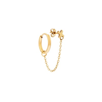 Essentialistics - Oorbellen one piece dubbel ring en stud X - Nikkelvrij - Goudkleur - Stainless steel (verkleurt niet) - Kliksluiting en geleverd met achterkantje