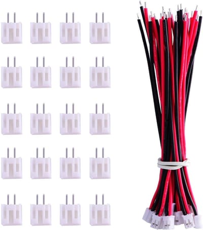 20 Paar JST Connectoren 2mm 2-Pin Stekker met 80mm Kabel, JST 2.0 PH Male en Female Plug voor Elektronica en DIY Projecten