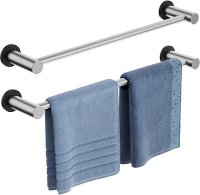 Famanu – Magnetische handdoekhouder, Magnetische handdoekrail Zilver met verstelbare lengte, geborsteld nikkel antislip roestvrijstalen handdoekhouder voor koelkast, oven, vaatwasser, wasmachine