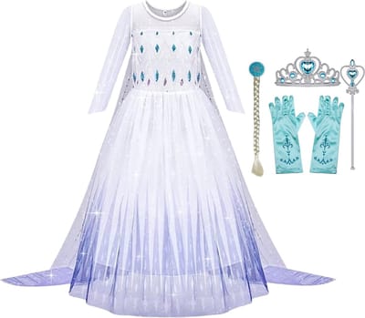Het Betere Merk prinsessenjurk meisje - Elsa jurk - verkleedjurken meisjes - maat 92/98 - verkleedkleren kind - prinsessen verkleedkleding - inclusief prinsessen speelgoed
