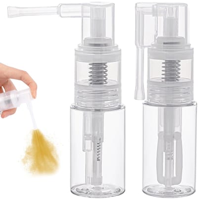 Cobee 2 stuks glitter-stofsproeiers, 35 ml, eetbare glitterspuitfles, leeg, multifunctionele spuitfles van transparante kunststof voor het maken van taarten, knutselen, scrapbooking, kaarten maken