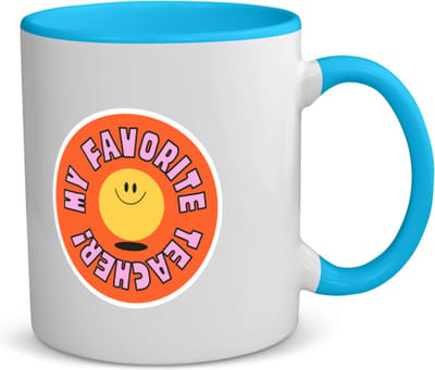 Akyol - my favorite teacher koffiemok - theemok - blauw - Docent - leraar/lerares - juf - meester - verjaardagscadeau - verjaardag - cadeau - afscheidscadeau - geschenk - leuke cadeau - kado - gift - juffendag - meesterdag - 350 ML inhoud