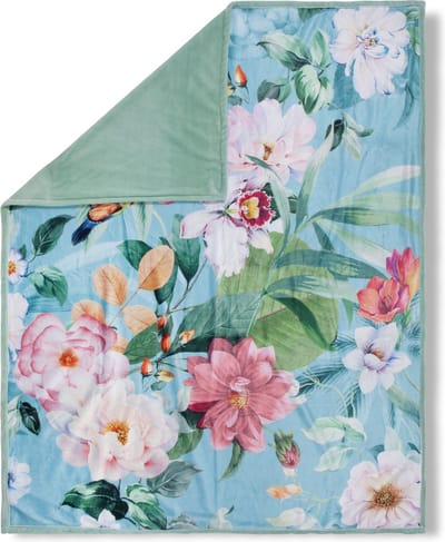 Luxe Polyester Plaid 130x160 cm - Bloemen en Vogels Print - Multi - Voor 1 Persoon - Descanso