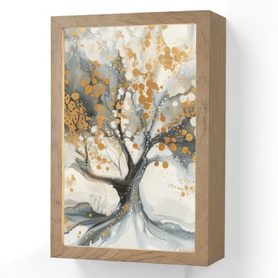 Wandlamp 20x30 cm - Oplaadbaar - Boom - Modern - Abstract - Goud - Zwart - Wit - Wandlampen binnen woonkamer - Slaapkamer lamp met kabel - Decoratieve nachtlamp - Vloerlamp snoer
