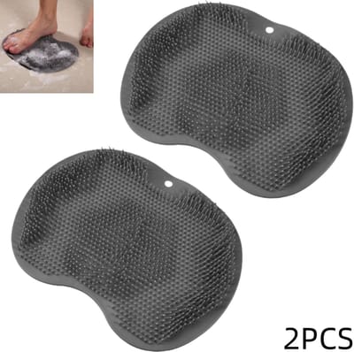 2 stuks - siliconen badmatten - douchevoetscrubbermatten - voetmassagers - voetwasmatten - met antislip zuignappen - voor voetverzorging, ontspanning, verbeterde bloedsomloop en exfoliatie - 28×20cm - grijs