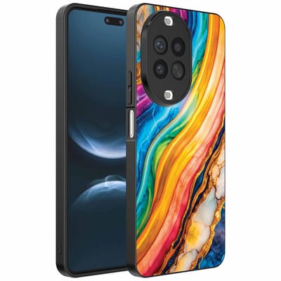Geschikt voor Huawei Nova 14 Pro Telefoonhoesje met Regenboog Goud Marmer Opdruk - TPU Backcover Case Rainbow Gold Marble Design - Smartphonica geschikt voor Huawei Nova 14 Pro