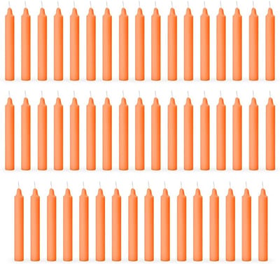 50 Stuks Dunne Steekkaarsen Oranje - Lange Brandtijd voor Decoratie en Rituelen