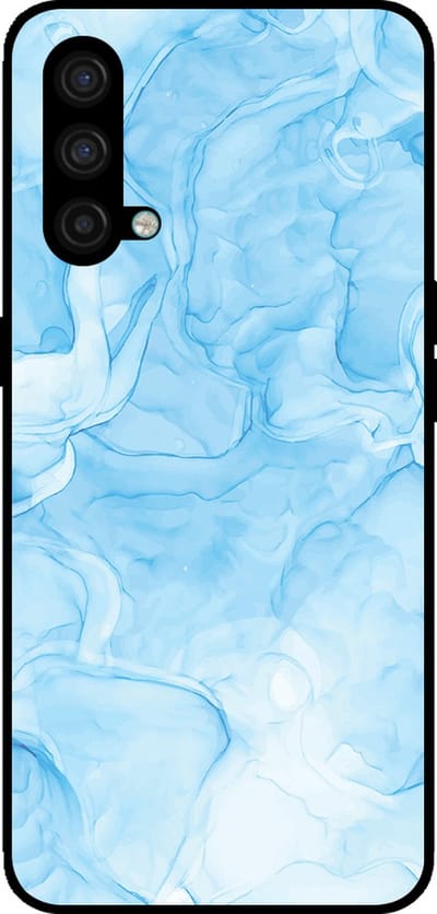 Smartphonica Telefoonhoesje Geschikt voor OnePlus Nord CE met marmer opdruk - TPU backcover case marble design - Lichtblauw geschikt voor OnePlus Nord CE