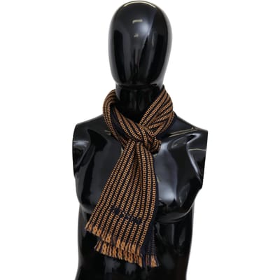 Missoni Heren Oranje 100% Wol Gedessineerde Unisex Halsdoek Sjaal