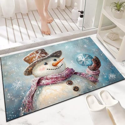 Sneeuwpop deurmat voor thuisgebruik, slijtvast en vuilafstotend, deurmat voor de slaapkamer, antislip vloermat 40 * 60CM diatom mud