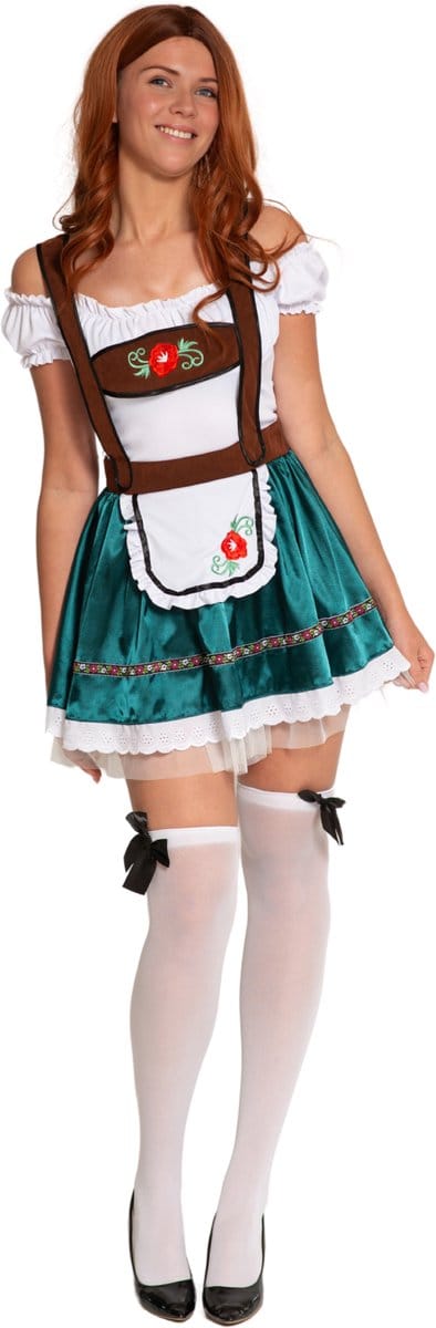 Partychimp Sexy Oktoberfest Dirndl Dames Fay Groen Oktoberfest Dames Carnavalskleding Dames Carnaval Kostuum Dames - Polyester - Stretch - Groen - Maat S/36