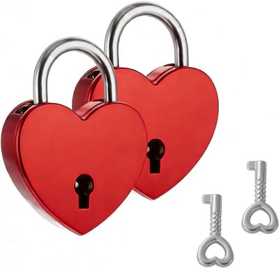 Hangsloten met hart en sleutel – kast, fitnessstudio, voor geliefden, koffer, met hartsleutel, gepersonaliseerde liefdesloten, uniek cadeau voor paar, rood