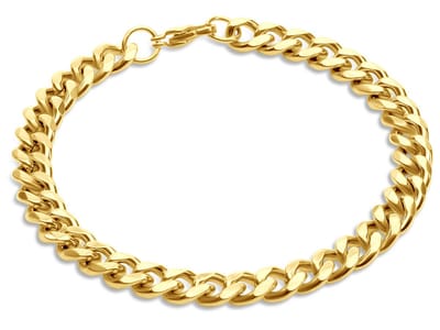 Curb Bracelet Heren Armband Goud Kleurig - 7mm / 20cm - Staal - Stalen Armbanden Man - Papa Cadeau Voor Mannen - Vaderdag