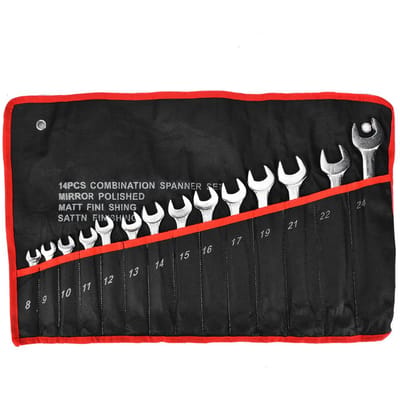 14-delige 824mm ringsleutelset met dubbele kop en moersleutel reparatieset black