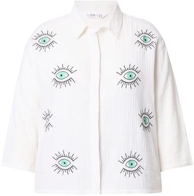 Angel of Style - Dames - Overhemdblouse boxy fit mousseline ogen-borduursel - Off-white - Maat 44