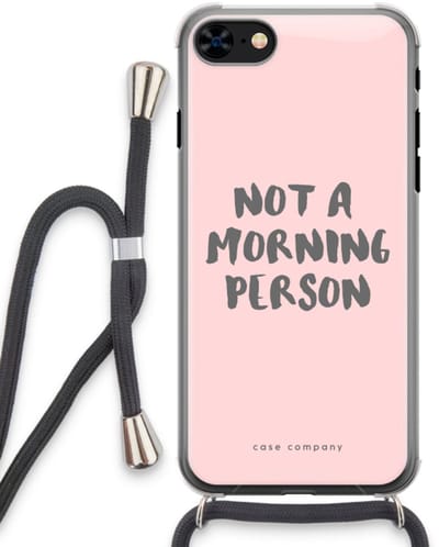 Case Company® - Hoesje met koord geschikt voor iPhone 8 hoesje met Koord - Morning person - Telefoonhoesje met Zwart Koord - Bescherming aan alle Kanten en Over de Schermrand