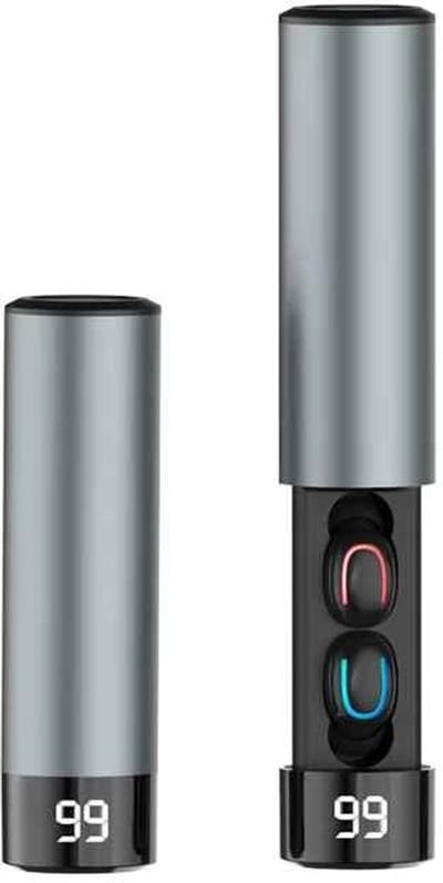DrPhone AeroBuds Draadloze Oordoppen – Bluetooth 5.0, HIFI Geluid - Noise Cancelling - Touch Control - IPX5 Waterdicht - Oplaadcase met LED Display - Zilver