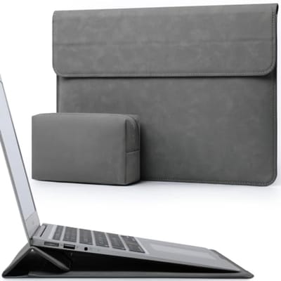 15-16 Inch Laptop Hoes Sleeve met Standaard voor MacBook Pro 16 M5/M4/M3/M2/M1 Pro/Max 2026-2019, XPS 15, MacBook Pro 15 2015-2012, Samsung Galaxy Book Pro/Flex 15, Donkergrijs