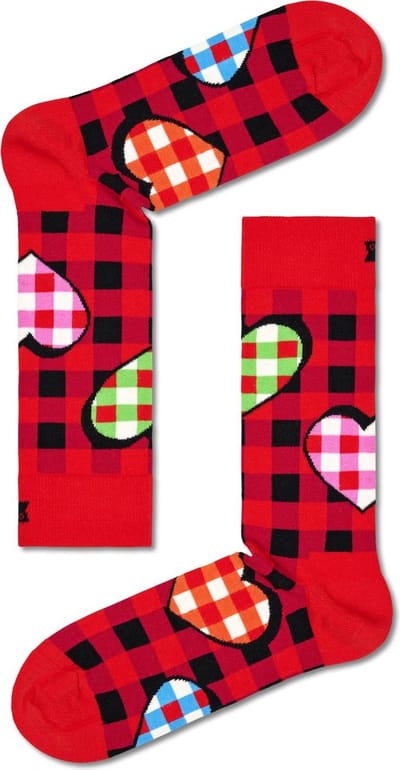 Happy Socks Checked Heart Sock - unisex sokken - Unisex - Maat: 36 - 40
