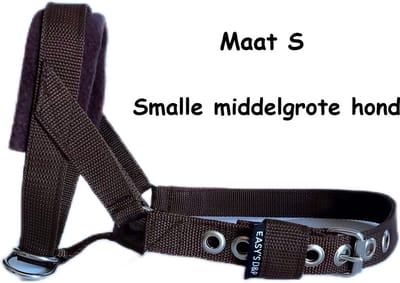 Hoofdhalster hond - Anti trek - Bruin - Maat S - Bruine voering - Gevoerd - Antitrek hoofdhalster hond - Halster hond - Anti trek hond - Training band