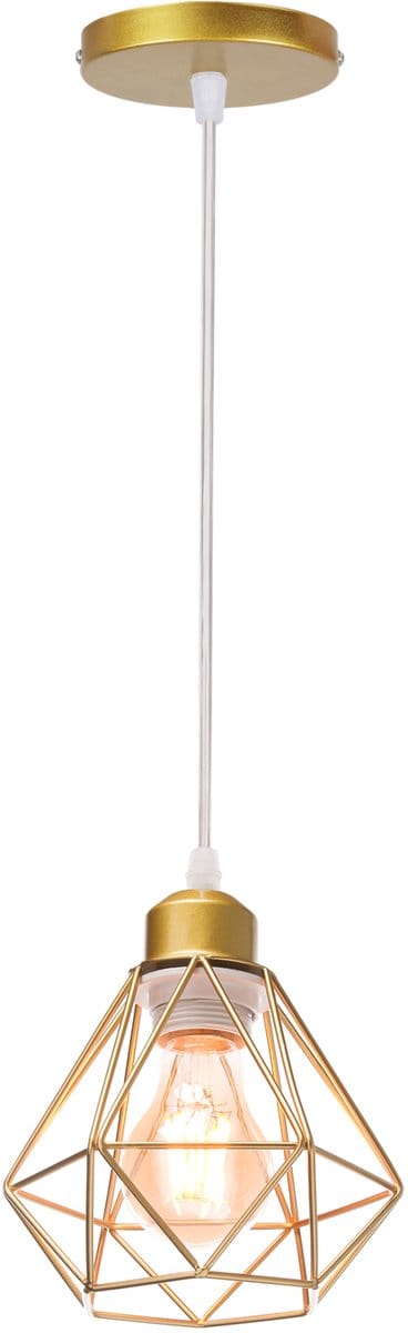 Hanglamp Industrieel E27 Hangende Lampen Metalen Cage Kroonluchter Vintage 16cm Goud